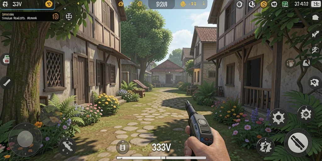 Gameplay menakjubkan dalam 333V yang menunjukkan skenario simulasi.
