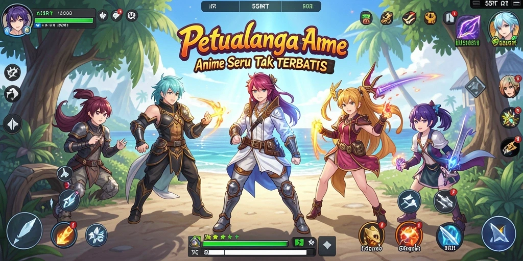 Tampilan gameplay seru di dunia anime yang menakjubkan.