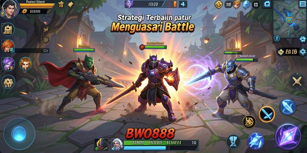 Tangkapan layar menunjukkan gameplay menegangkan BWO888 dengan pertempuran strategi intens.