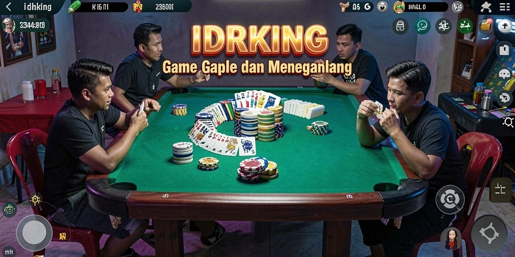 Screenshot gameplay IDRKING menampilkan suasana seru bermain Gaple.