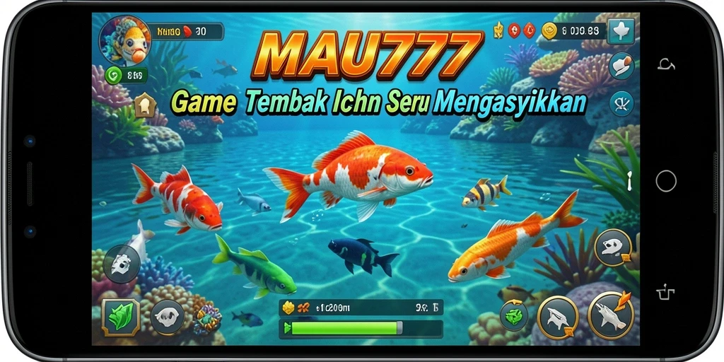 Screenshot permainan MAU777 menampilkan aksi menembak ikan yang seru.