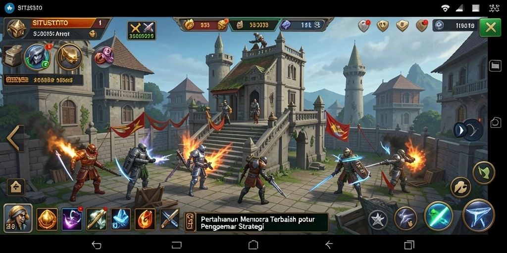 Tangkapan layar gameplay SITUSTOTO menampilkan pertahanan menara yang strategis.