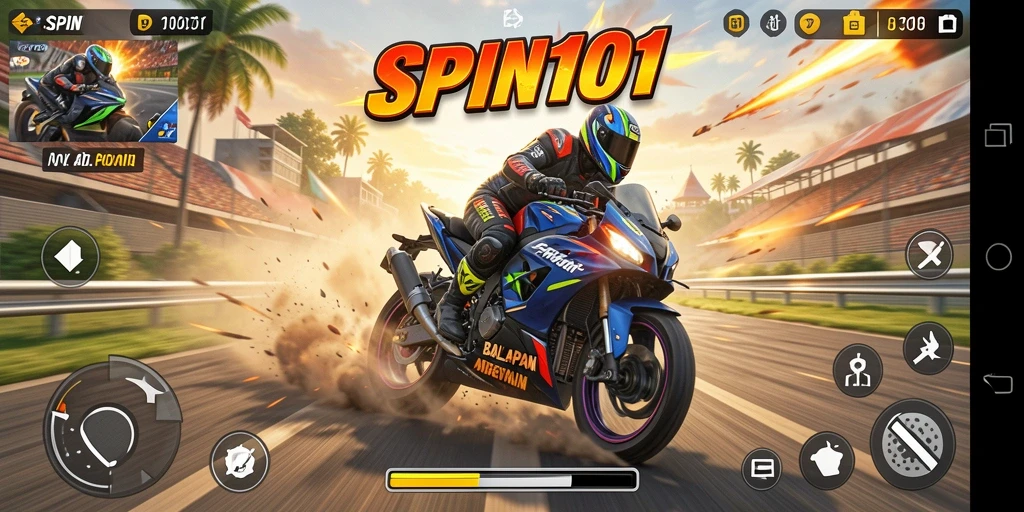 Tampilan utama gameplay SPIN101 yang seru dan penuh aksi.